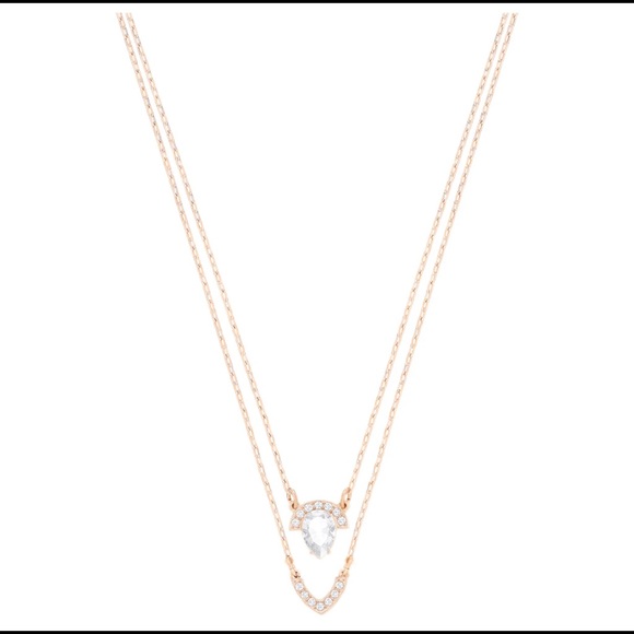 Swarovski Layered Necklace with Rose gold plating - Picture 2 of 3